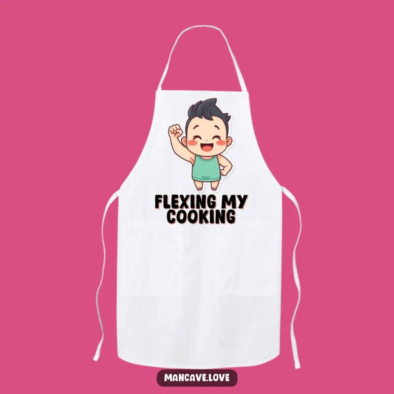 Funny Flexing Character Apron: Cute Bicep Kitchen Wear, Perfect Chef Gift