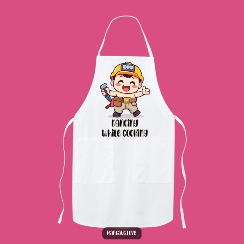 Funny Toolbelt Jig Apron: Happy Handyman Dancing Kitchen Gift