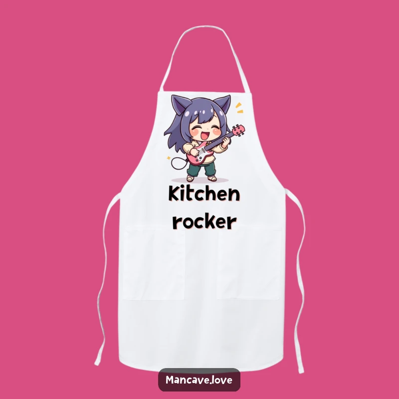 Funny Guitar Hero Apron - Air Guitar Character Kitchen Gift