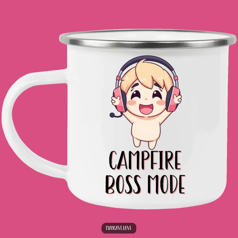 Funny Gaming Headset Camping Mug: Outdoor Gamer Fun, Gift Idea