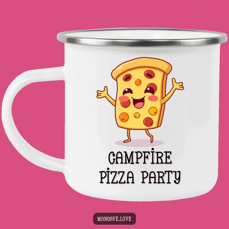Funny Pizza Dance Camping Mug: Outdoor Food Fun, Gift Idea