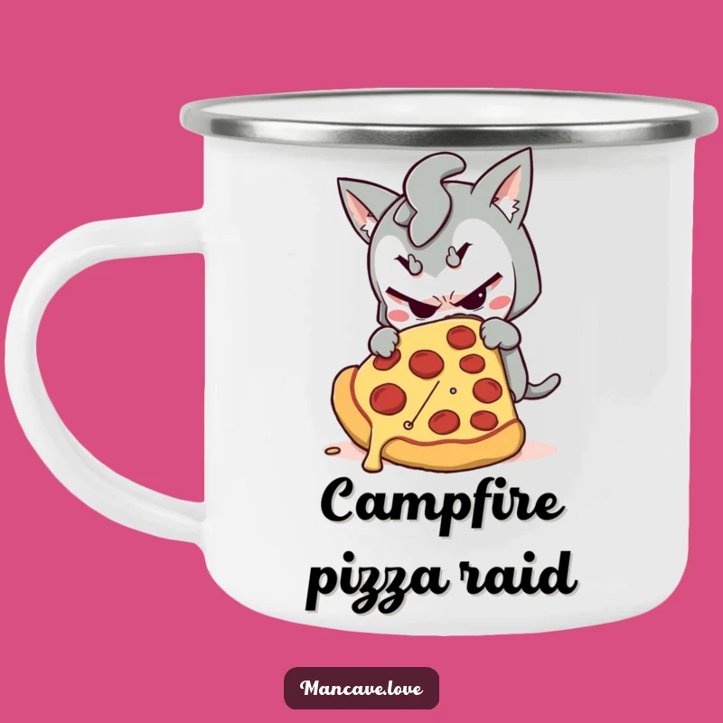 Funny Mischievous Pizza Camping Mug - Durable Sneaky Cup, Great Funny Gift for Pizza Campouts