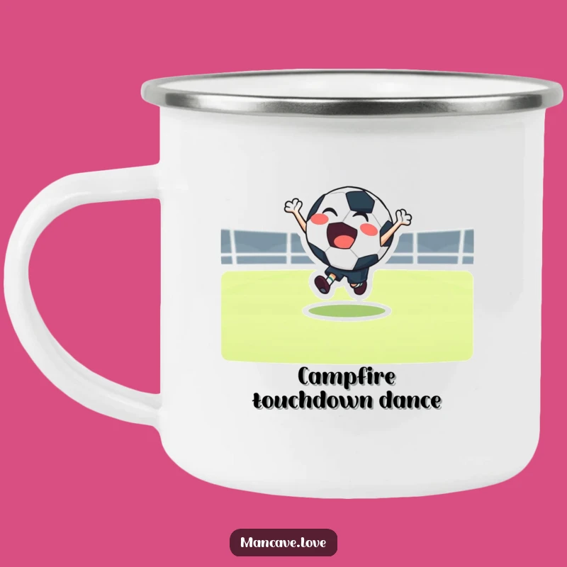 Funny Football Bounce Camping Mug: Outdoor Sports Fun, Gift Idea