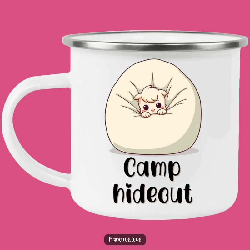 Funny Mischievous Character Beanbag Camping Mug: Outdoor Peek-a-Boo Gift