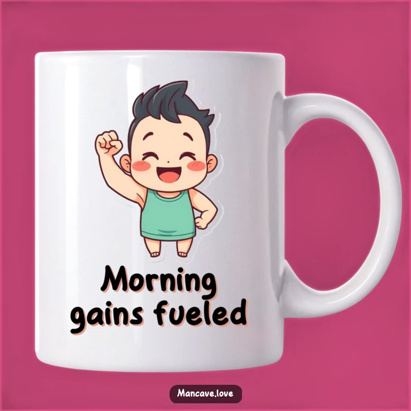Funny Flexing Character Mug: Cute Bicep Smile, Perfect Motivational Gift