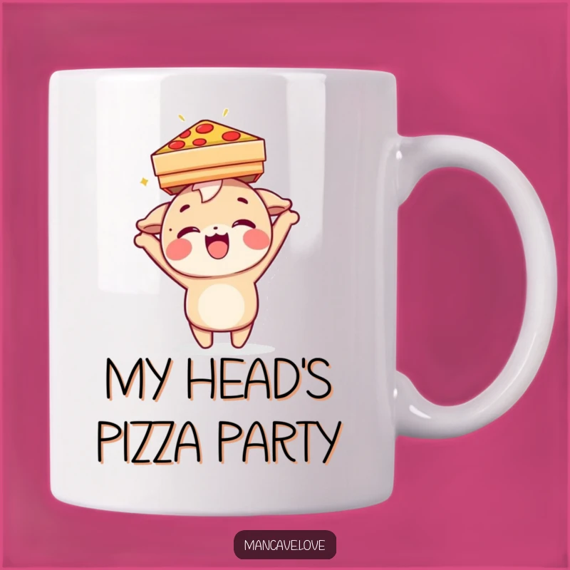 Funny Pizza Lover Mug - Delightful Balancing Character, Perfect Funny Gift