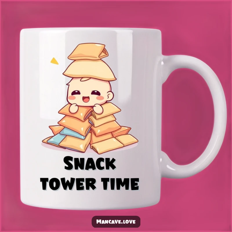 Funny Snack Tower Mug: Giggling Character Chaos Gift