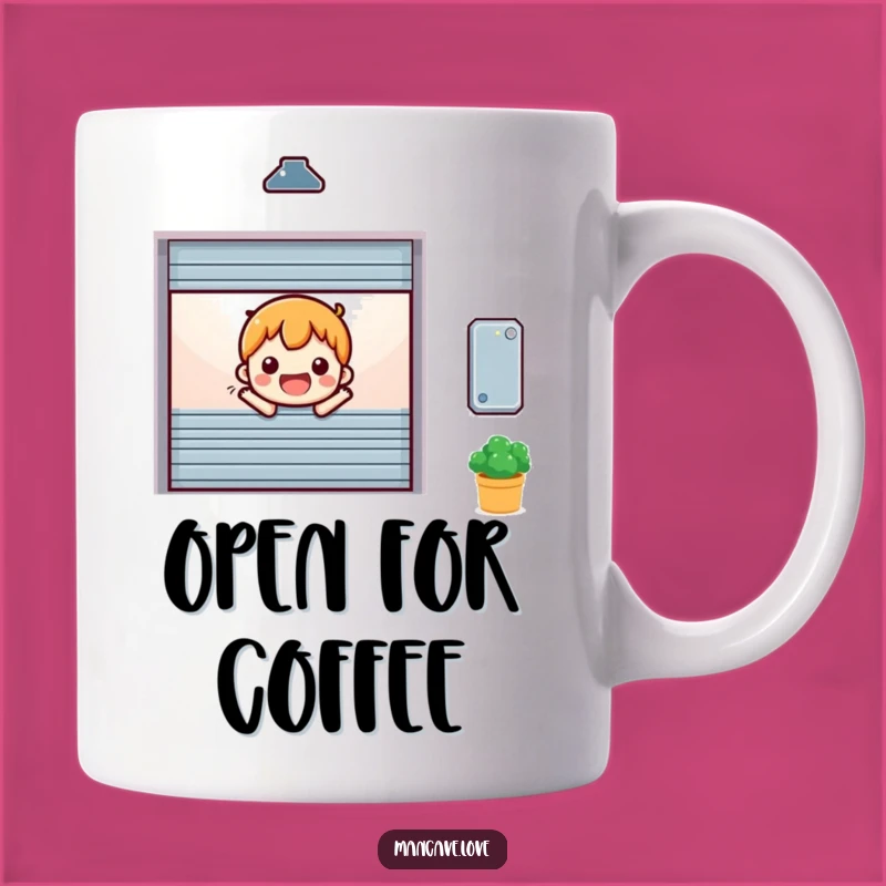 Funny Cheerful Garage Door Mug: Happy Opening Entrance Gift