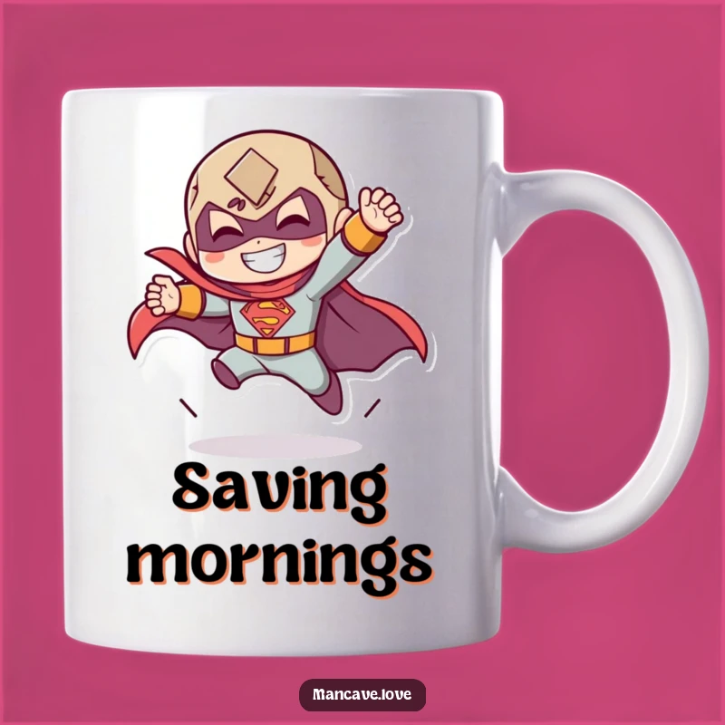 Funny Superhero Mug - Landing Character Heroic Smile Gift