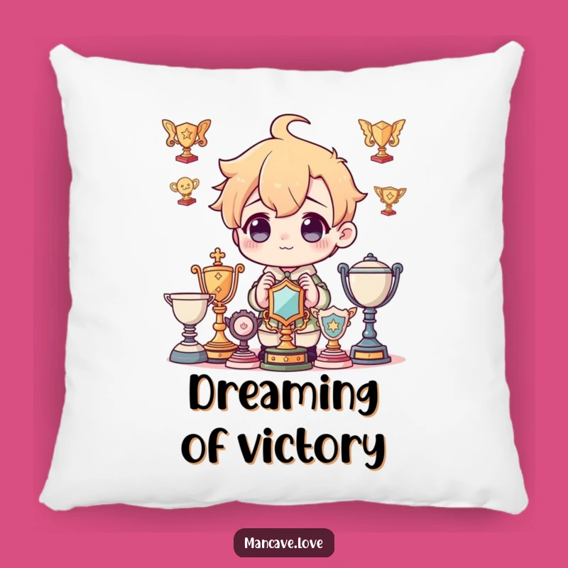 Funny Pillow: Snuggle Up with a Trophy-Admiring Character