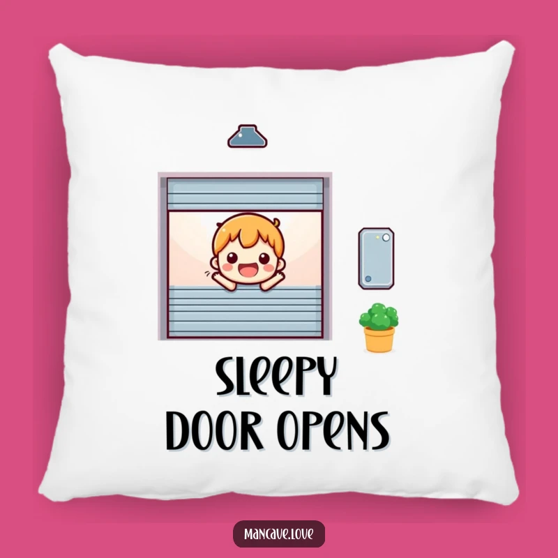Funny Cheerful Garage Door Pillow: Cozy Happy Opening Cushion Gift