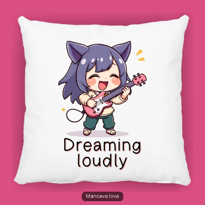 Funny Music Pillow - Air Guitar Character Cozy Accent Gift
