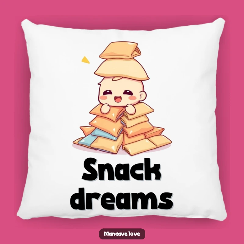 Funny Snack Tower Pillow: Cozy Giggling Character Comfort
