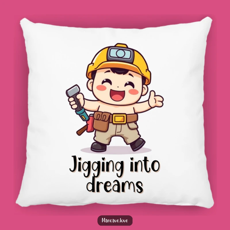 Funny Toolbelt Jig Pillow: Cozy Happy Handyman Dancing Cushion Gift