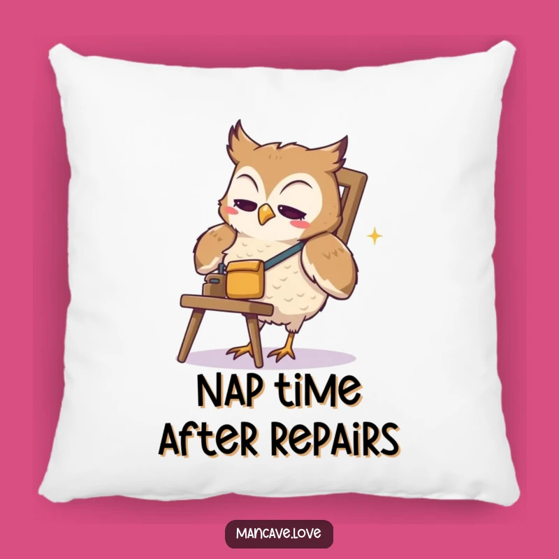 Funny Owl Pillow: Comfy Cushion with a Cute Owl Tool Belt, Perfect Humorous Gift for Cozy Laughs