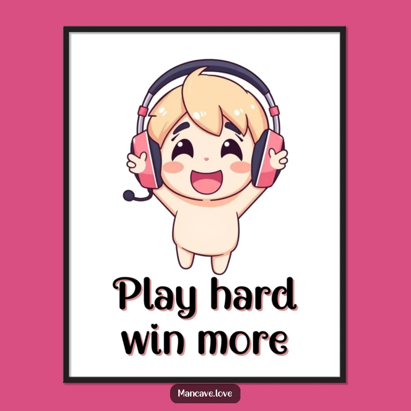 Funny Gaming Headset Digital Art: Cheerful Character Download, Instant Gift