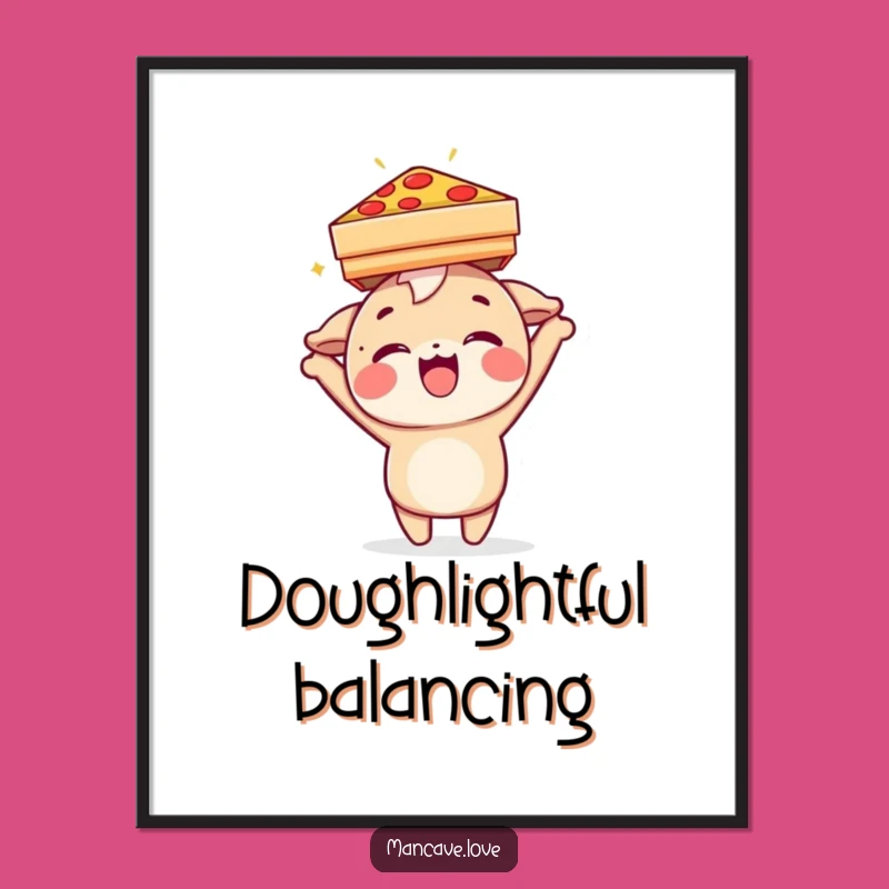 Funny Pizza Balancing Digital Art Print - Instant Download for Foodie Decor, Funny Gift