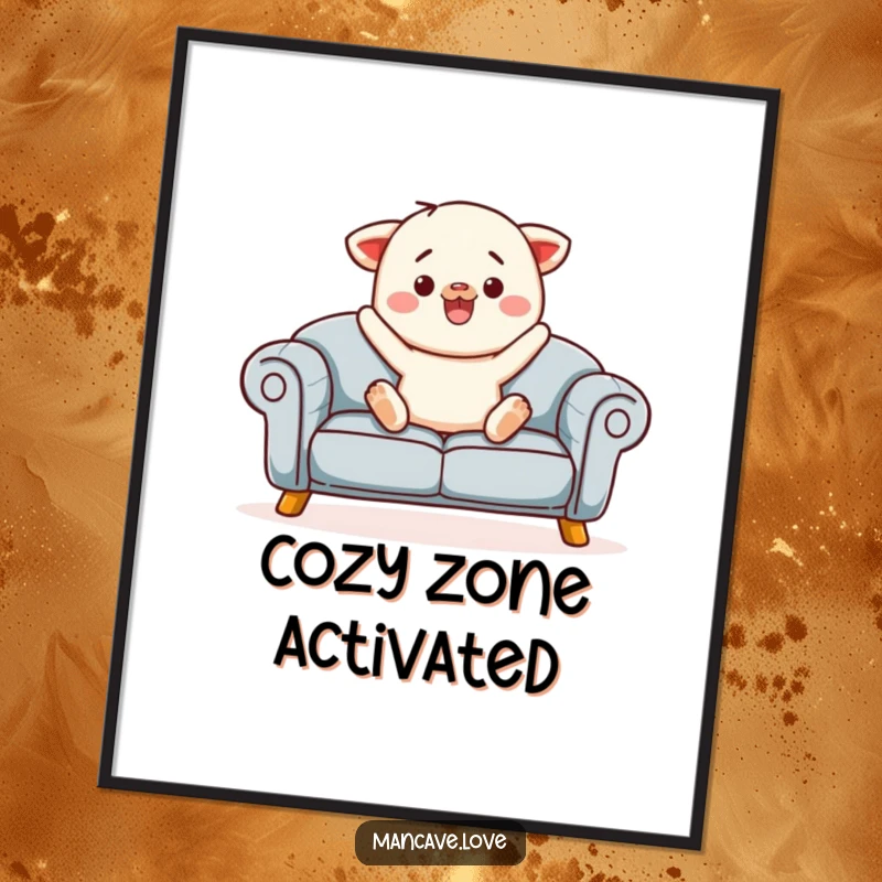 Funny sofa jump digital art of a contented sofa character inviting a jump, perfect for cozy virtual spaces.