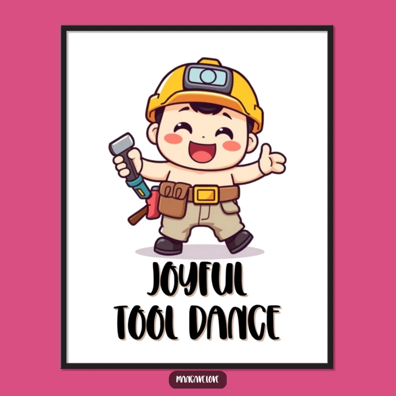 Funny Toolbelt Jig Digital Print: Happy Handyman Dancing Art Gift