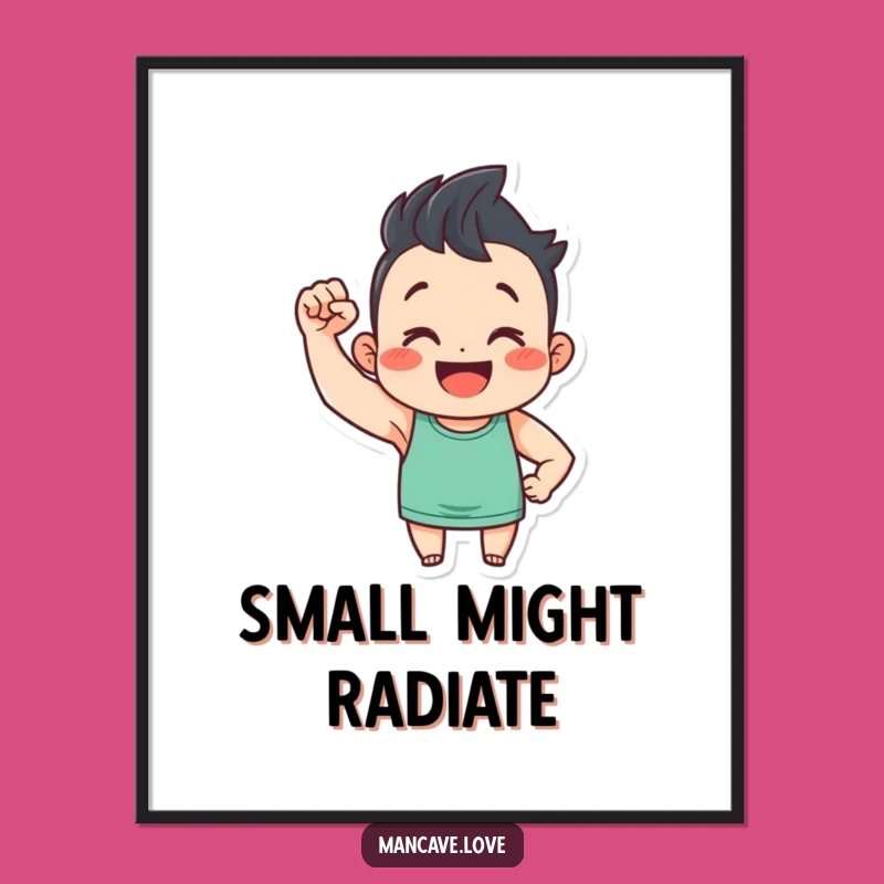 Funny Flexing Character Digital Art: Tiny Bicep Design, Instant Motivation Gift