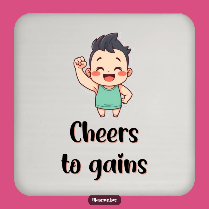 Funny Flexing Character Coaster: Cute Bicep Protection, Perfect Bar Gift