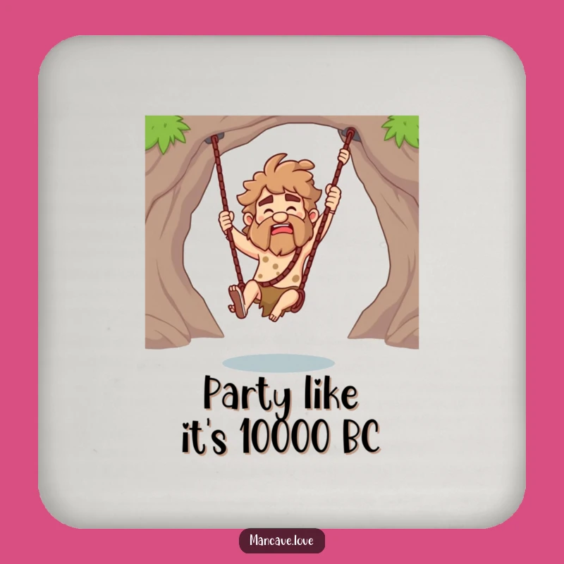 Funny Caveman Club Swing Coaster Set: Protect Surfaces with Prehistoric Humor