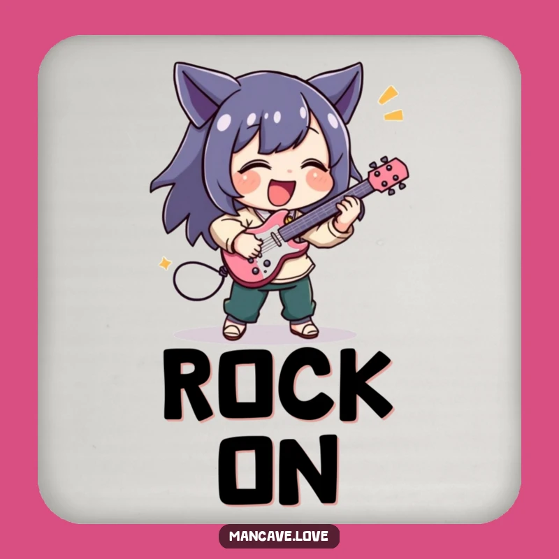 Funny Coaster Set - Air Guitar Character Music Drink Protector Gift