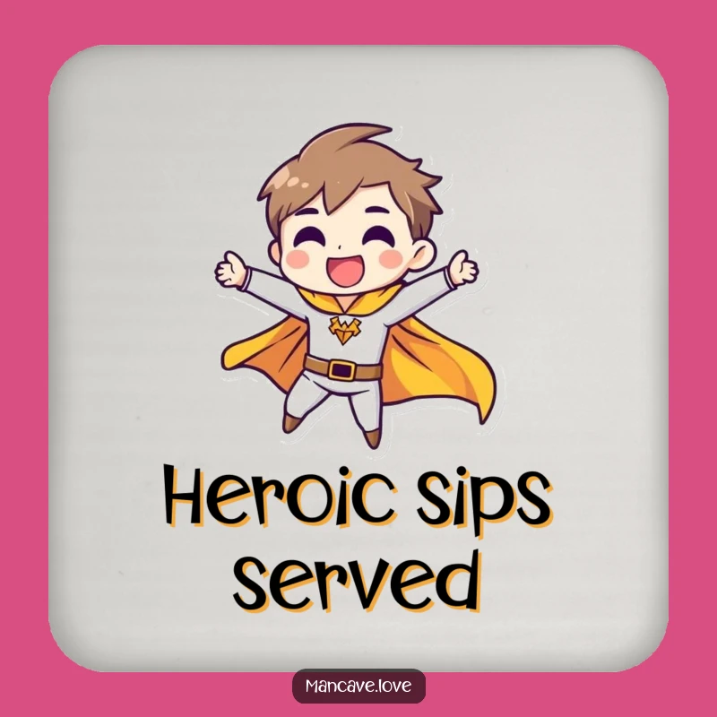 Funny Heroic Pose Coaster: Fluttering Cape Protection, Perfect Bar Gift