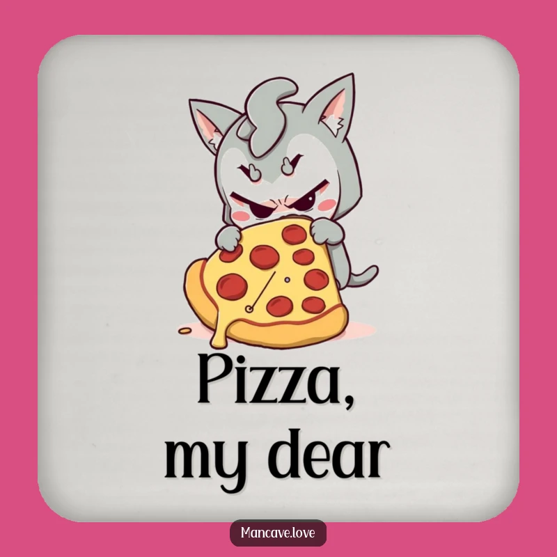 Funny Mischievous Pizza Coaster - Sneaky Drink Protector, Cute Funny Gift for Tables