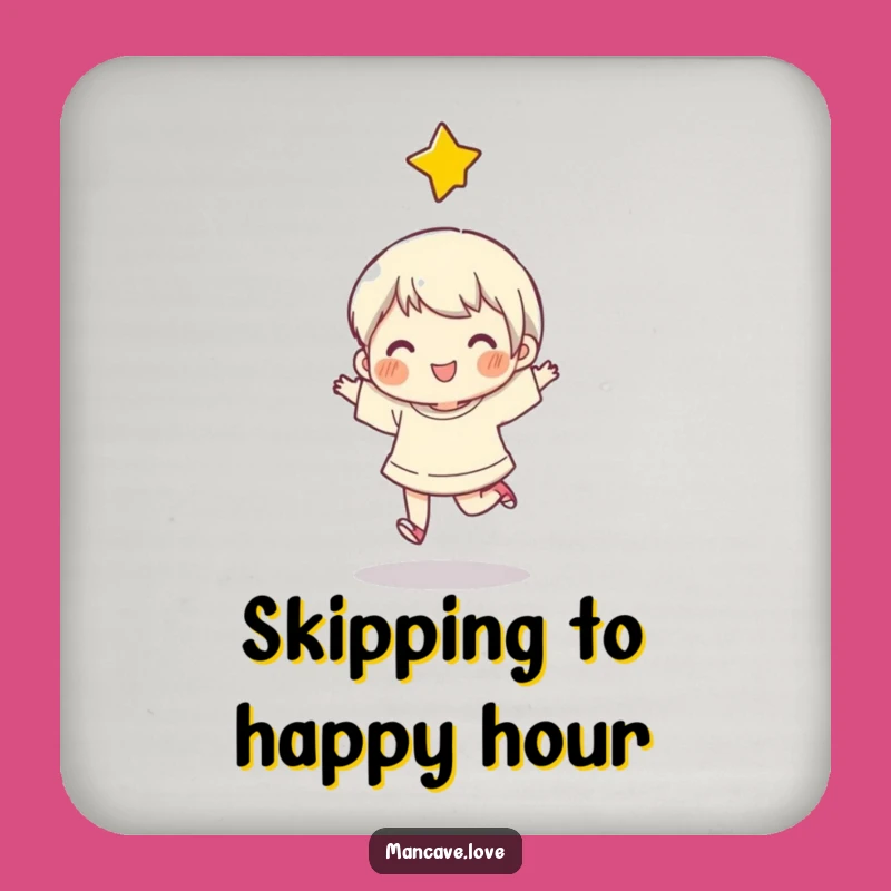 Funny Happy Skip Star Coaster: Protect Surfaces with Character Joy, Ideal Funny Gift