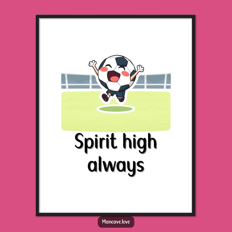 Funny Football Bounce Poster: Dynamic Character Art, Sports Decor