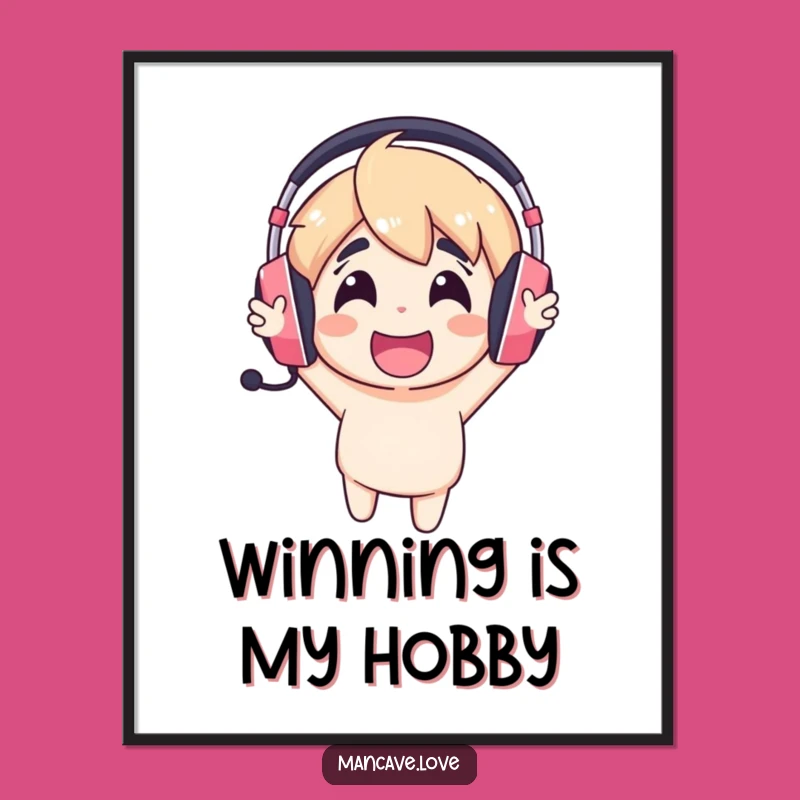 Funny Gaming Headset Poster: Cheerful Character Art, Gamer Decor