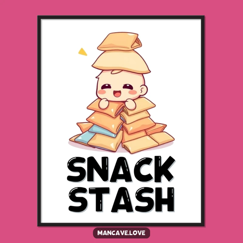 Funny Snack Tower Poster: Giggling Character Wall Art Gift