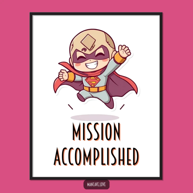 Funny Superhero Poster - Landing Character Wall Art Gift