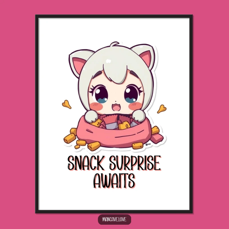 Funny Surprise Snacks Art Print - Hilarious Decor for Snack Lovers' Spaces