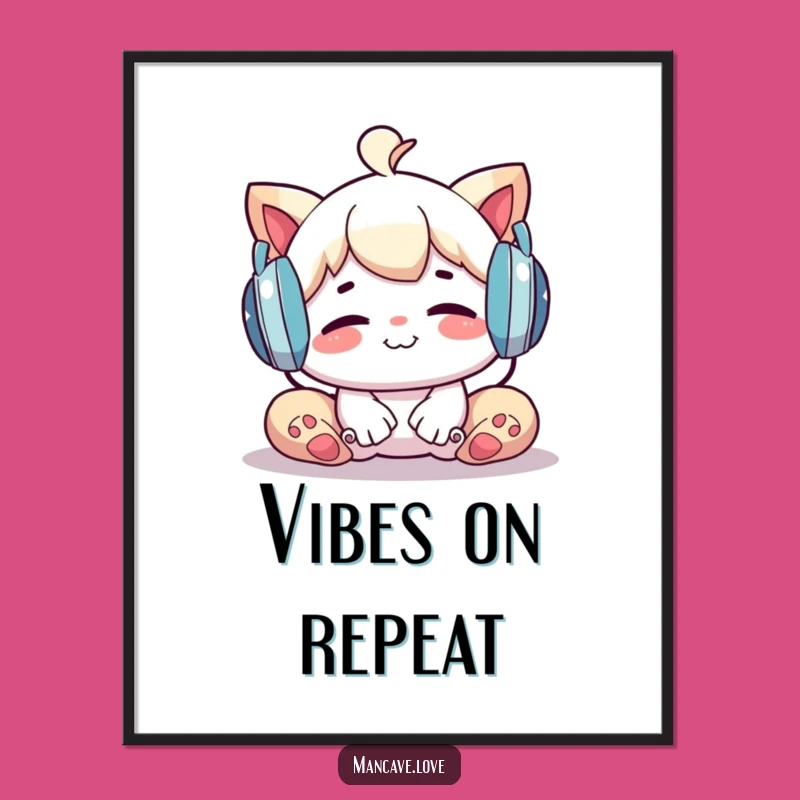 Funny Poster: Whimsical Character Lost in Music Bliss