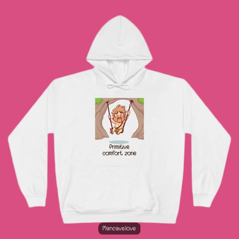 Cozy Funny Caveman Club Swing Hoodie: Warm & Humorous Winter Gift Idea