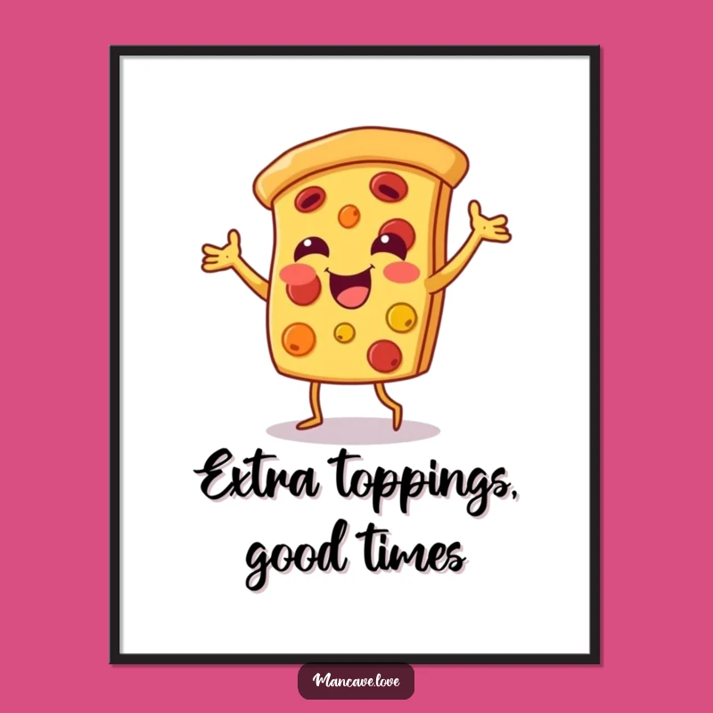 Free Printable Pizza Wall Art - Dancing Slice Downloadable Foodie Decor