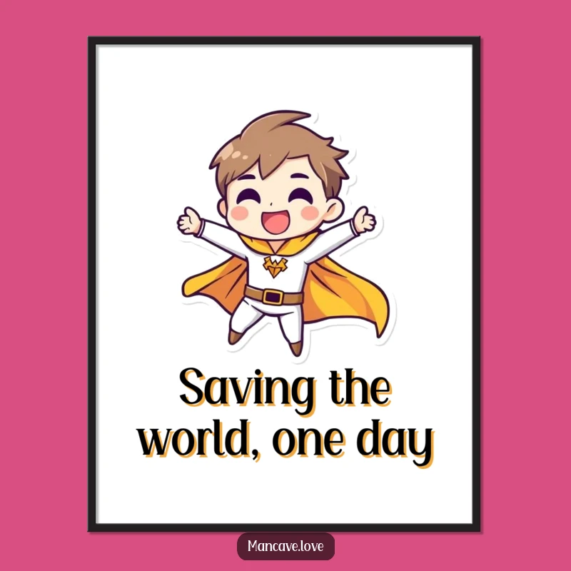 Free Printable Wall Art: Heroic Pose Funny Downloadable Gift