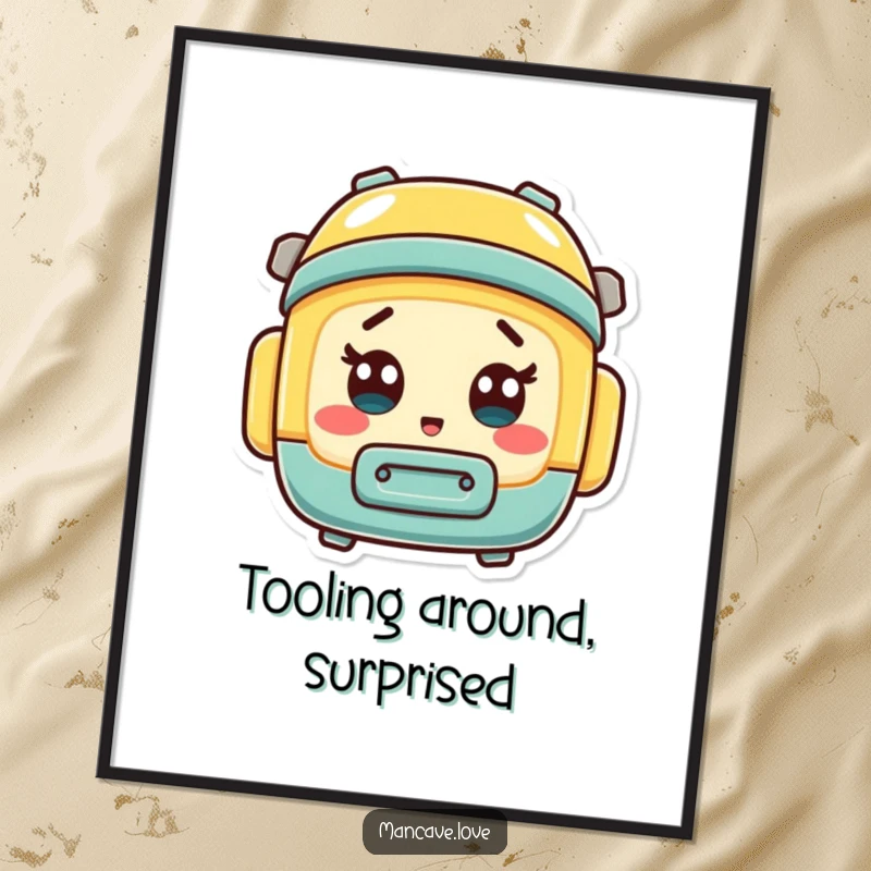 Funny Free Printable Wall Art: A mini toolbox character with a comically surprised expression, adding a humorous and unexpected element to decor.