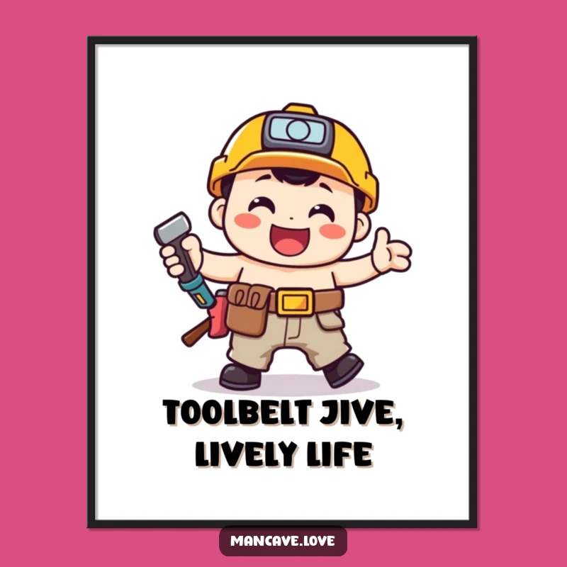 Funny Free Printable Wall Art: Toolbelt Character Jig - Energetic Downloadable Decor