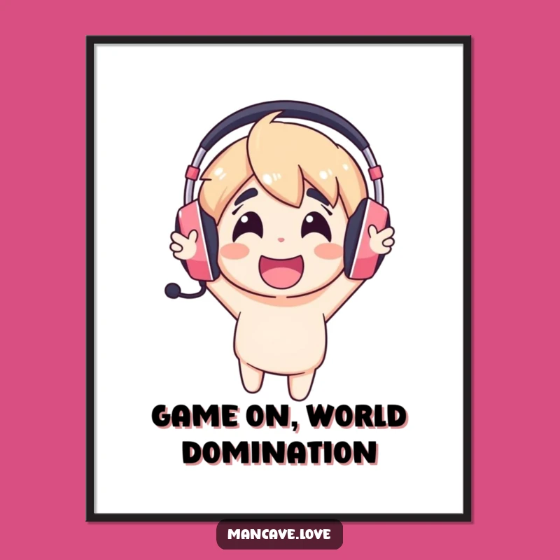 Free Printable Gaming Wall Art - Cheerful Headset Downloadable Gamer Room Decor