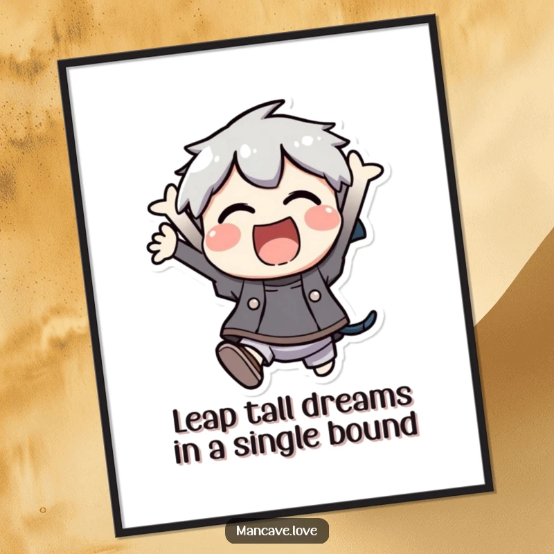 Funny Free Printable Wall Art: A character is caught mid-leap, radiating excitement and pure, unadulterated joy.