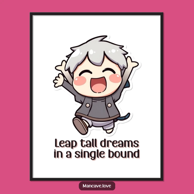 Free Printable Wall Art: Excited Character Jumping - Funny Downloadable Decor!