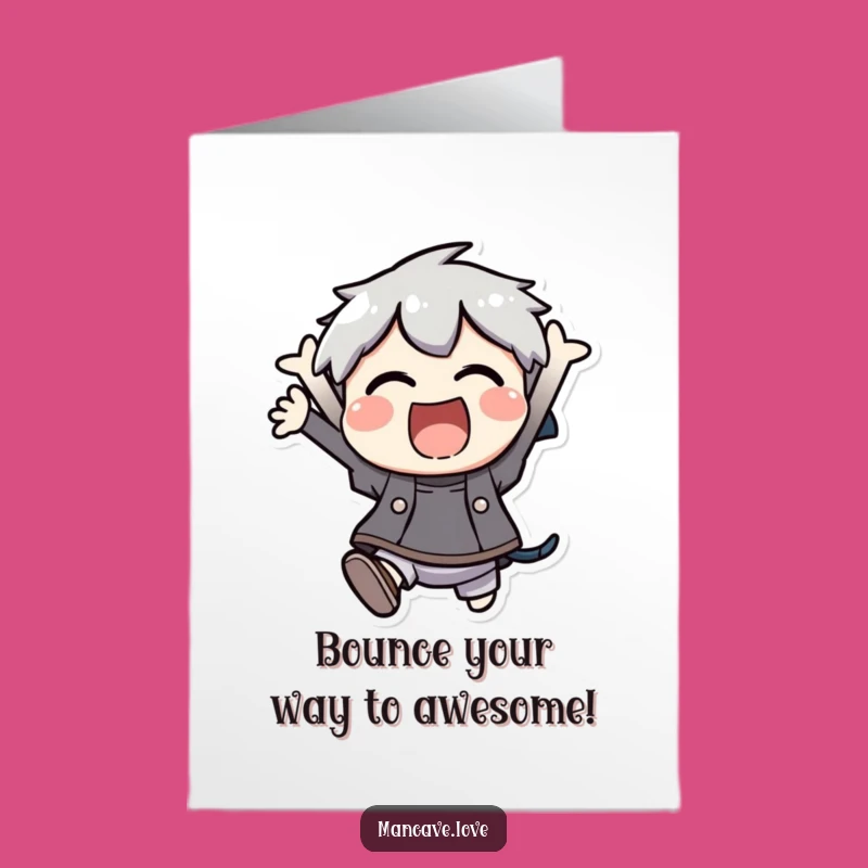 Free Printable Birthday Card: Excited Character Jumping - Funny Downloadable Gift!