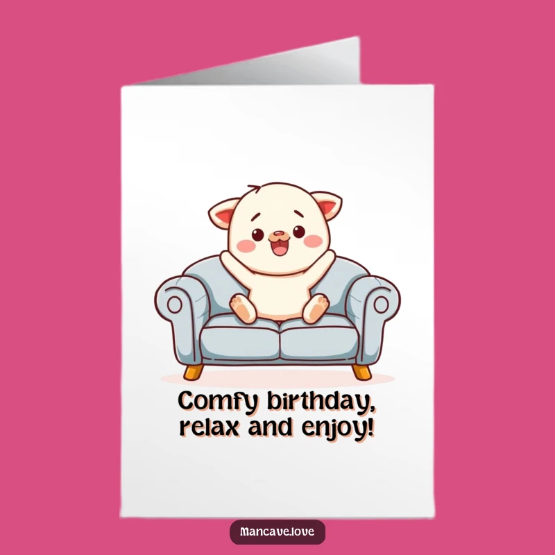 Free Printable Sofa Birthday Card - Comfy Character Downloadable Cozy Celebration