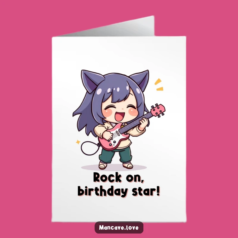 Free Printable Birthday Card: Air Guitar Rocker, DIY Downloadable Gift for Music Lovers