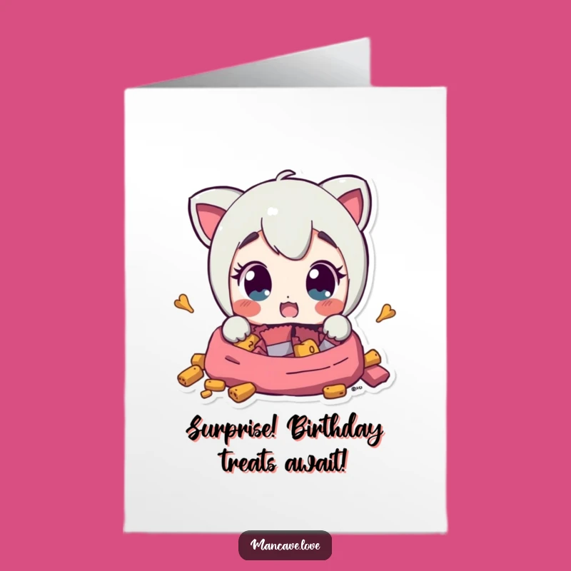 Free Printable Birthday Card: Surprised Snack Discovery - Humorous Downloadable Greeting