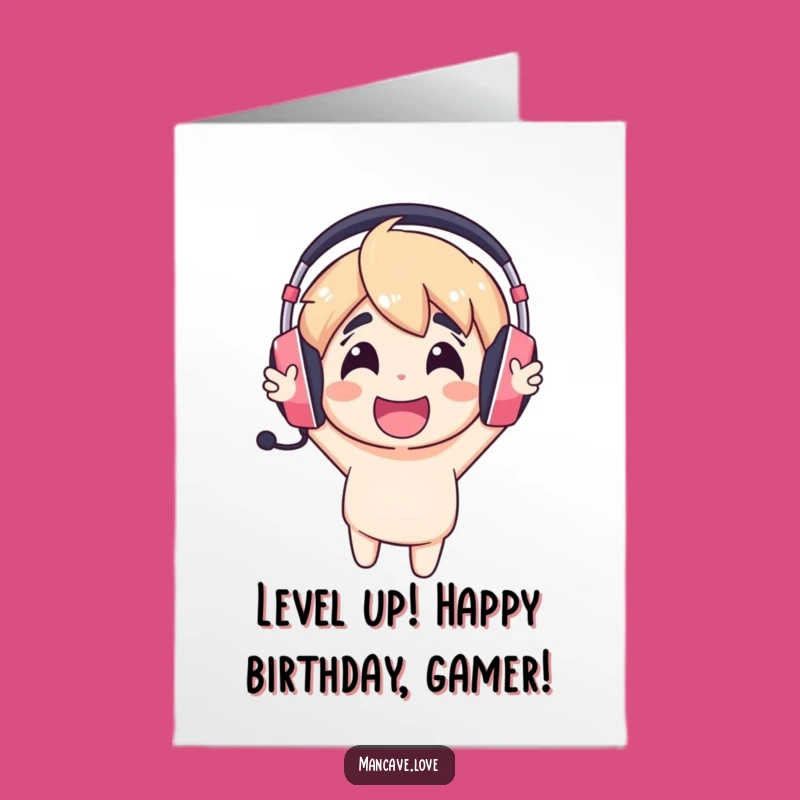 Free Printable Gaming Birthday Card - Cheerful Headset Downloadable Gamer Fun