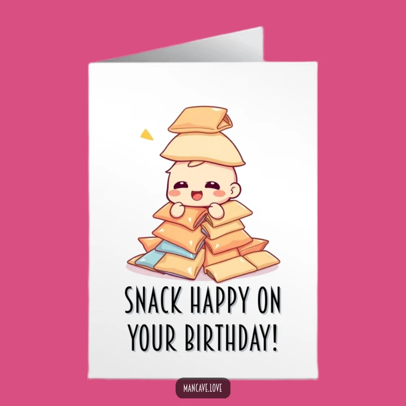 Free Printable Snack Tower Birthday Card - Funny Downloadable Giggles Gift